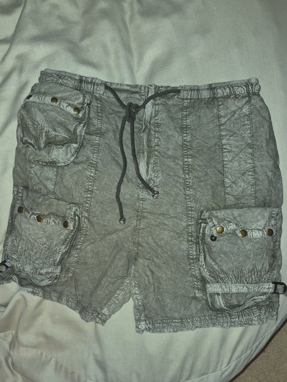 Free People Olive Gray Cargo Shorts